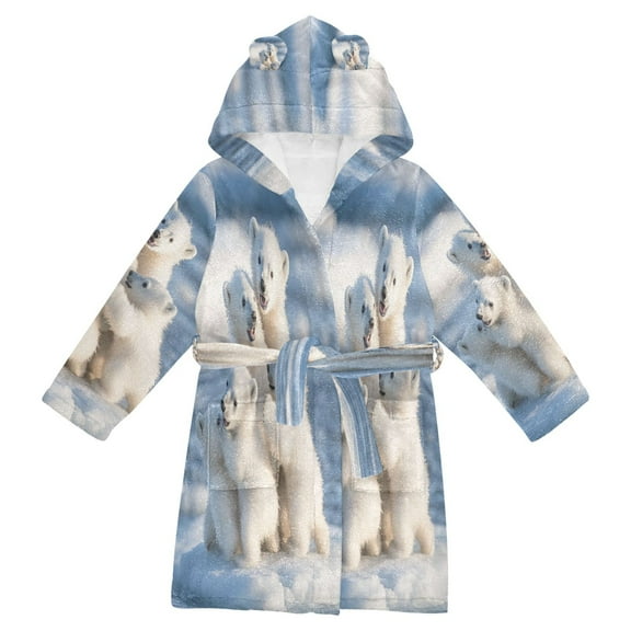 DIXRUYEE Bathrobes Belt Hooded Playful Polar Pals Creative Pattern