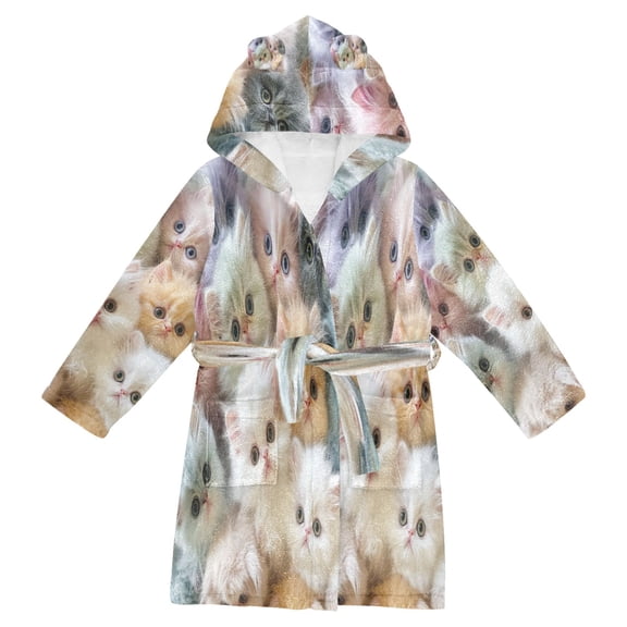 DIXRUYEE Bathrobes Belt Hooded Rainbow Songbird in A Fantasy Meadow Creative Pattern