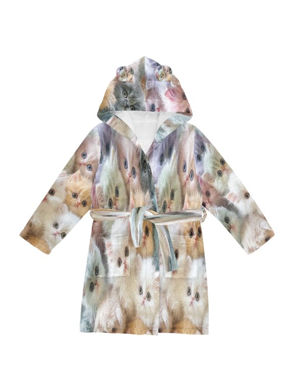 Bathrobes Belt Hooded Rainbow Songbird in A Fantasy Meadow Creative Pattern