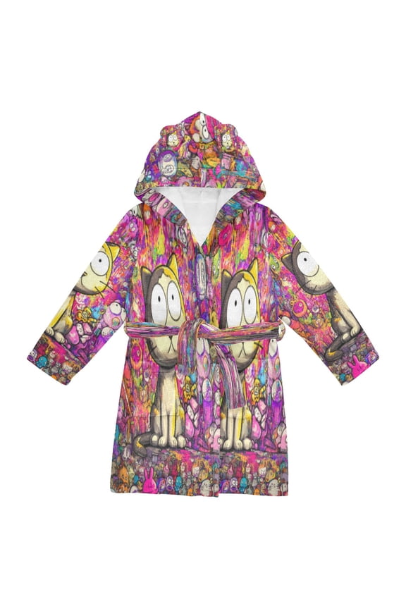 Bathrobes Belt Hooded Roar in Concrete Creative Pattern