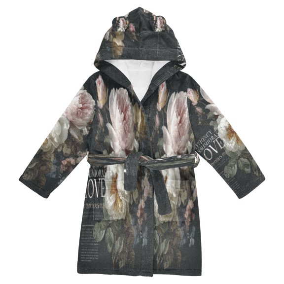 DIXRUYEE Bathrobes Belt Hooded Bloomaze Creative Pattern