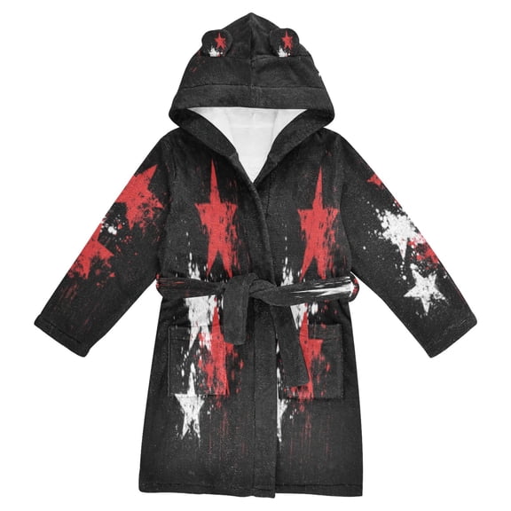 DIXRUYEE Bathrobes Belt Hooded Scattered Stars Creative Pattern