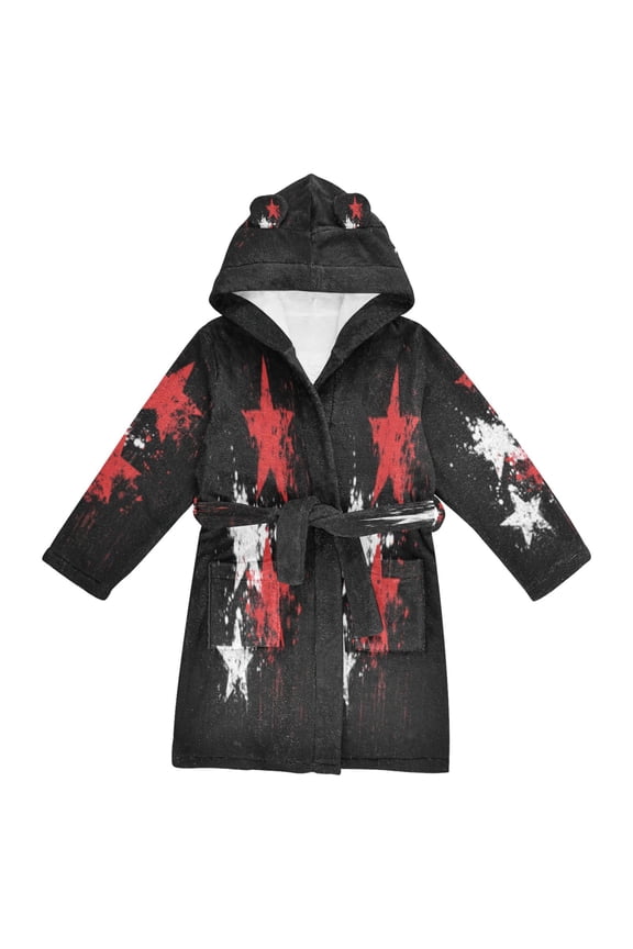 Bathrobes Belt Hooded Scattered Stars Creative Pattern