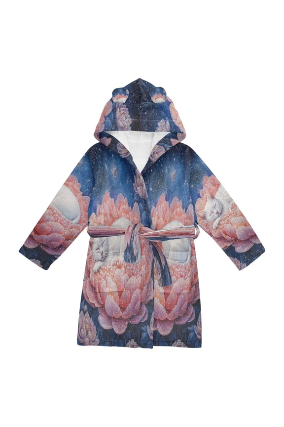 Bathrobes Belt Hooded Serenade Of Serenity and Dreams Creative Pattern