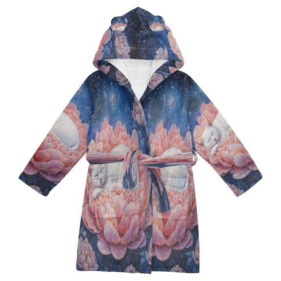 DIXRUYEE Bathrobes Belt Hooded Serenade Of Serenity and Dreams Creative Pattern