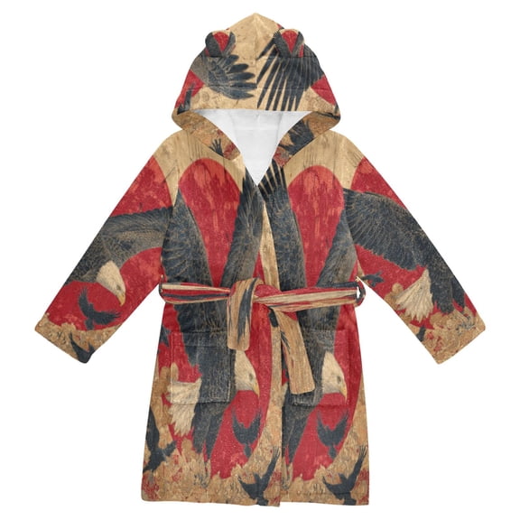DIXRUYEE Bathrobes Belt Hooded Soaring Shadows Creative Pattern