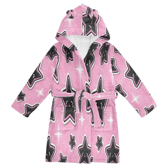 DIXRUYEE Bathrobes Belt Hooded Sparkle Star Pattern Creative Pattern