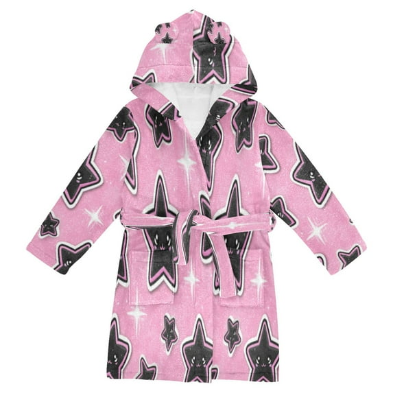 DIXRUYEE Bathrobes Belt Hooded Sparkle Star Pattern Creative Pattern