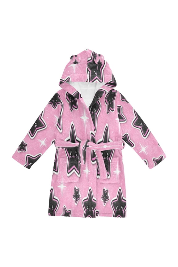 Bathrobes Belt Hooded Sparkle Star Pattern Creative Pattern