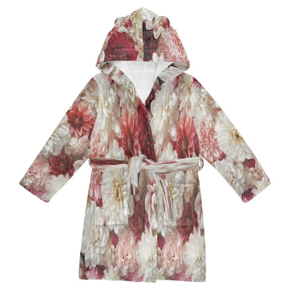DIXRUYEE Bathrobes Belt Hooded Spring’s Tender Bloom Creative Pattern