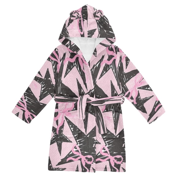 DIXRUYEE Bathrobes Belt Hooded Starry Bows Creative Pattern