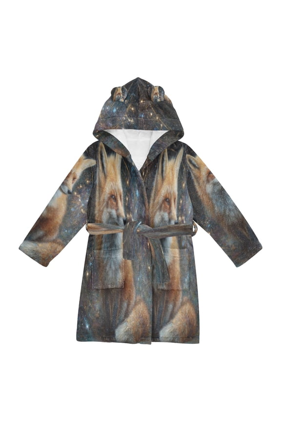Bathrobes Belt Hooded Stellar Fox Gaze Creative Pattern