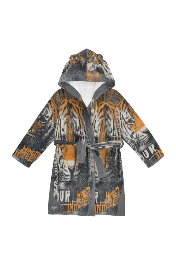 Bathrobes Belt Hooded Tiger Graffiti Crown Creative Pattern