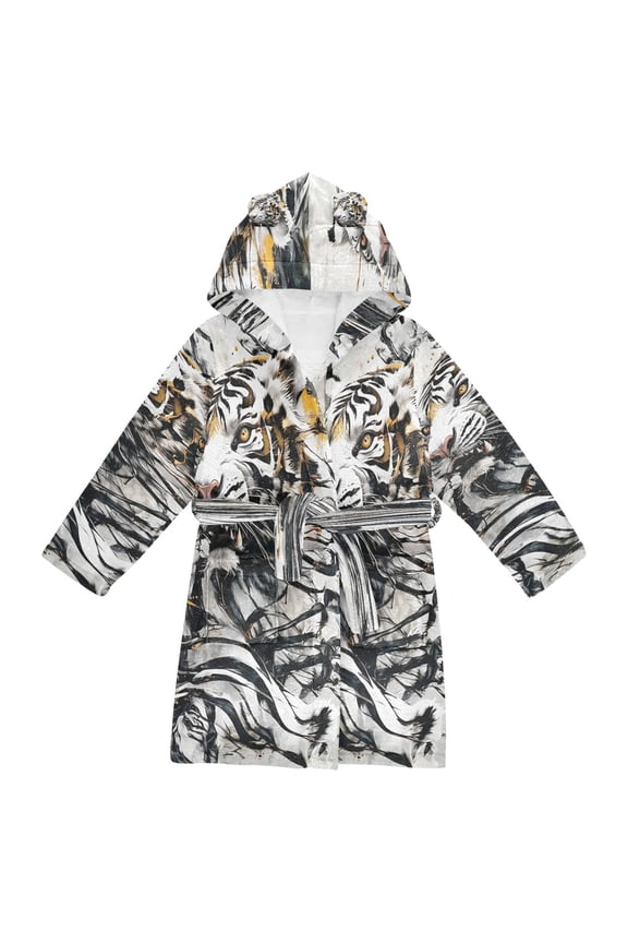 Bathrobes Belt Hooded Tiger Rising Creative Pattern