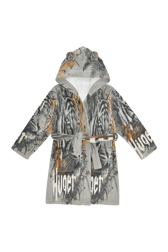 Bathrobes Belt Hooded Tigers & Tiles Creative Pattern