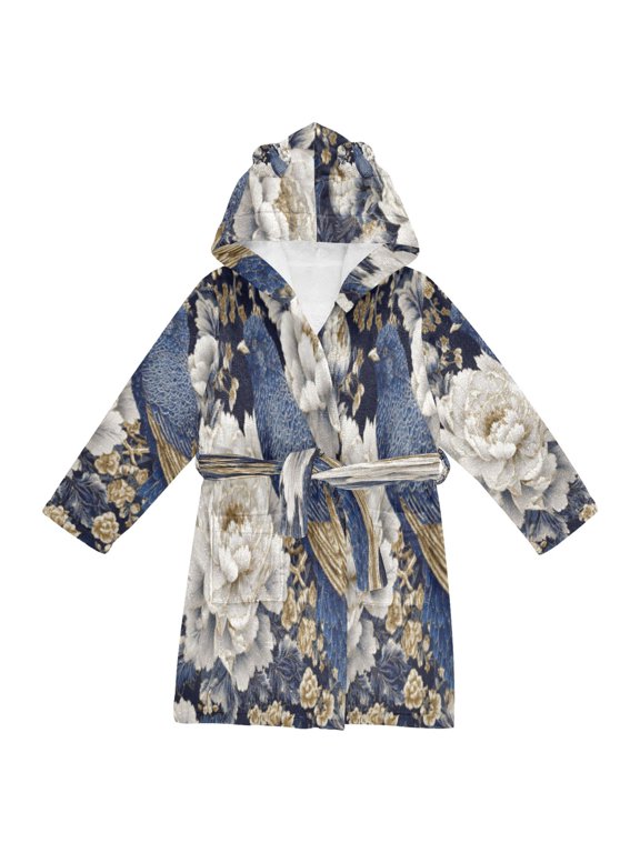 Bathrobes Belt Hooded Velvet Bloom Creative Pattern