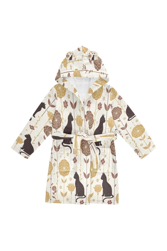 Bathrobes Belt Hooded Vintage Cats Creative Pattern