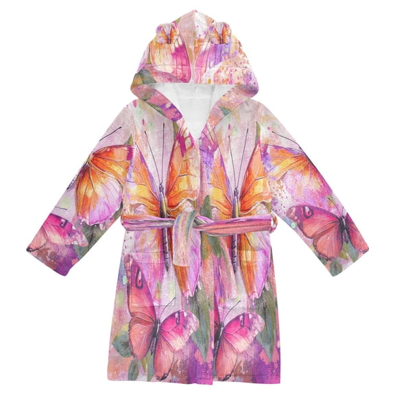 DIXRUYEE Bathrobes Belt Hooded Whimsical Wings in Fantasy Garden Creative Pattern