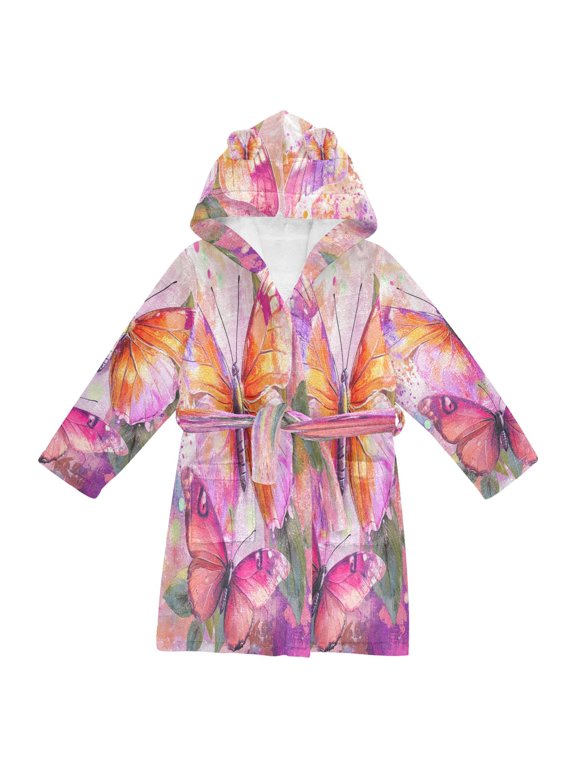 Bathrobes Belt Hooded Whimsical Wings in Fantasy Garden Creative Pattern
