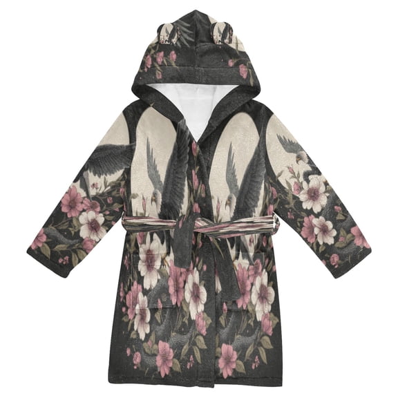 DIXRUYEE Bathrobes Belt Hooded Wings and Wishes Creative Pattern