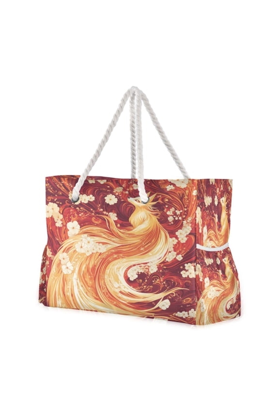 Beach Cooler Travel Tote Bags Beach Bag Fashion Beauty in Flames Printed