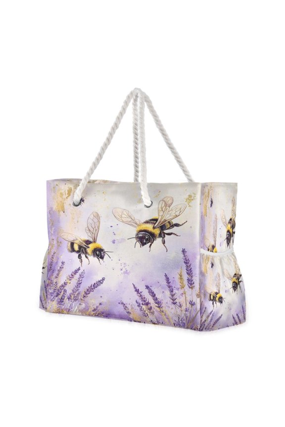 Beach Cooler Travel Tote Bags Beach Bag Fashion Buzzing in Bloom Printed