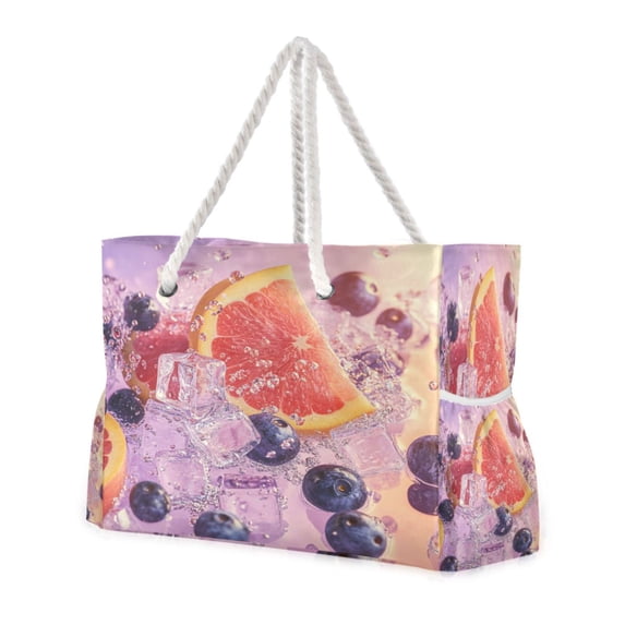 DIXRUYEE Beach Cooler Travel Tote Bags Beach Bag Fashion Citrus Cascade Printed