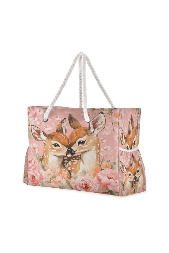 Beach Cooler Travel Tote Bags Beach Bag Fashion Fawn Romance Printed