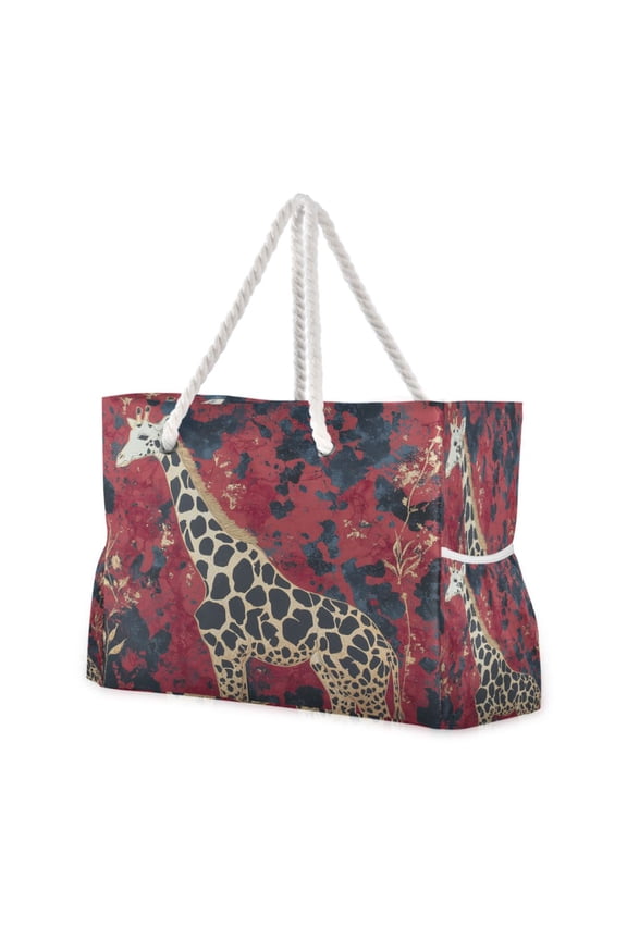 Beach Cooler Travel Tote Bags Beach Bag Fashion Giraffe in Vibrance Printed