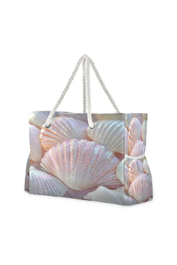 DIXRUYEE Beach Cooler Travel Tote Bags Beach Bag Fashion Glistening Seashells Printed