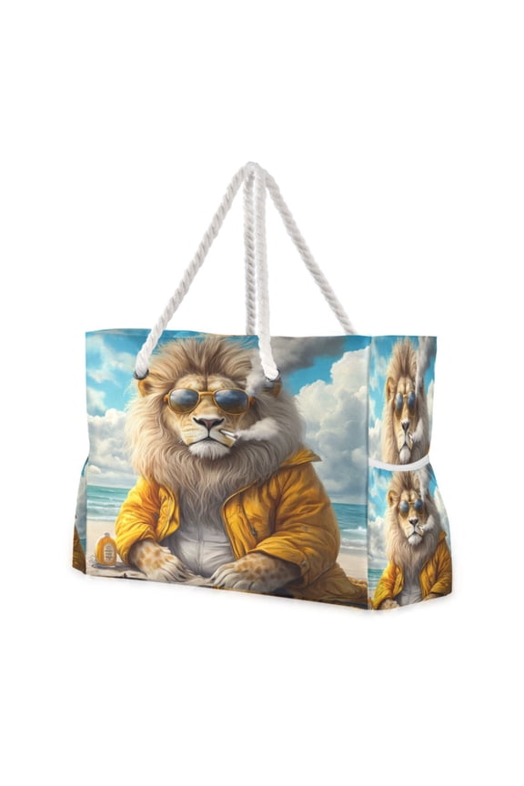 Beach Cooler Travel Tote Bags Beach Bag Fashion Lions Summer Escape Printed