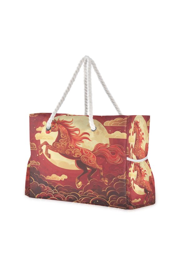 Beach Cooler Travel Tote Bags Beach Bag Fashion Mystical Moon Horse Printed