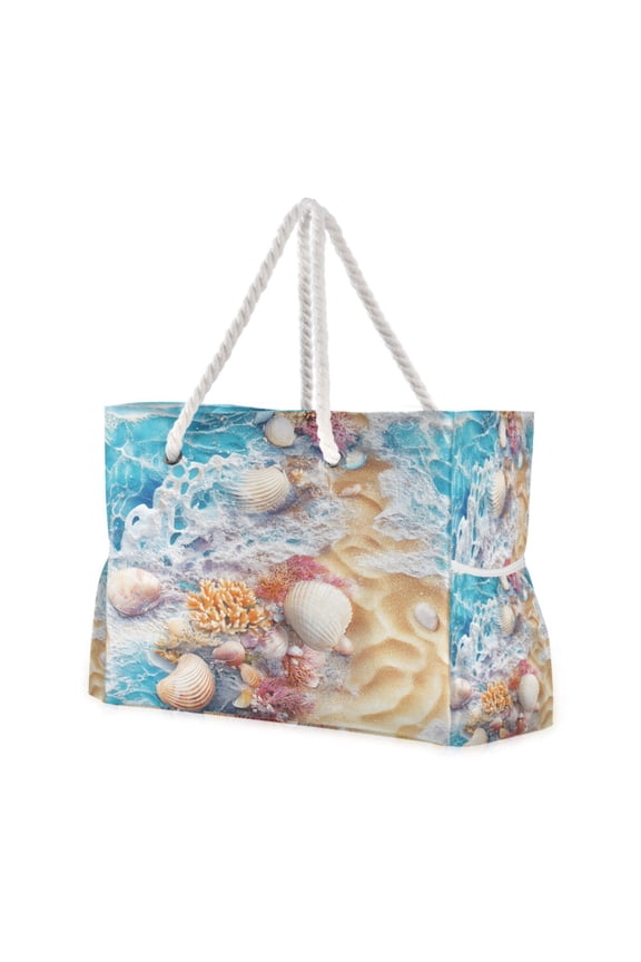 Beach Cooler Travel Tote Bags Beach Bag Fashion Seashells Beach Art Printed