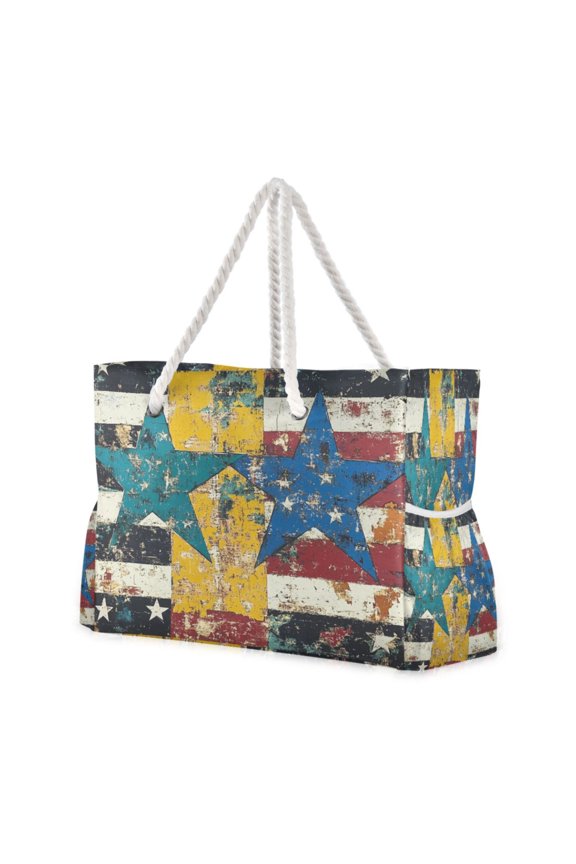 Beach Cooler Travel Tote Bags Beach Bag Fashion Star-spangled Fusion Printed