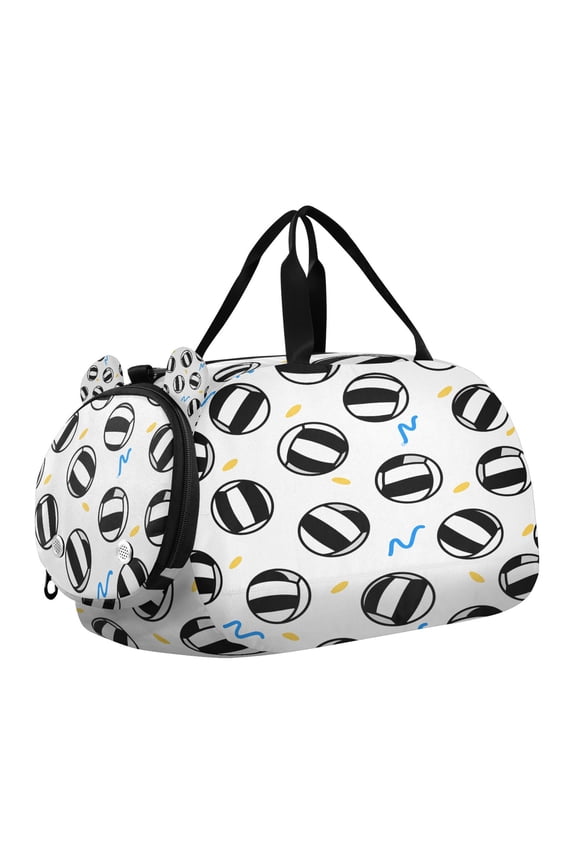 Beach Volleyball Blue Lines Pattern Scale Duffel Bag With Ventilated Shoe Pocket & Adjustable Strap for Gym, Dance & Travel