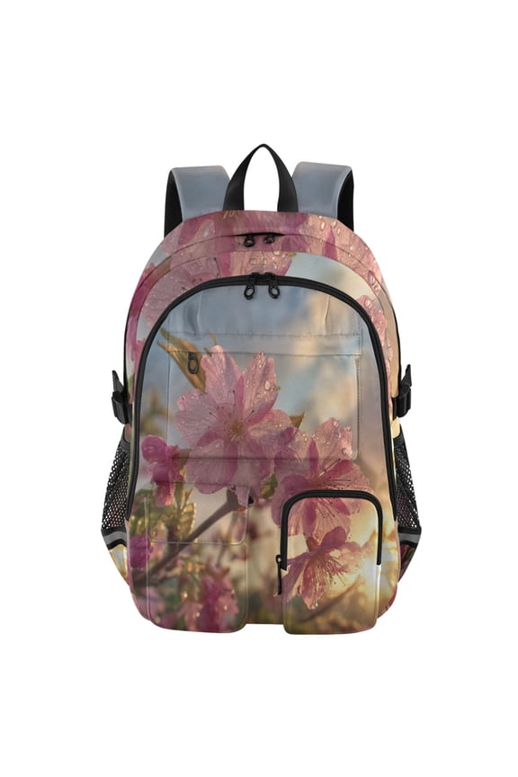 Blossom Glow Backpack for School 14Laptop Compatible with Reflective Safety Strips