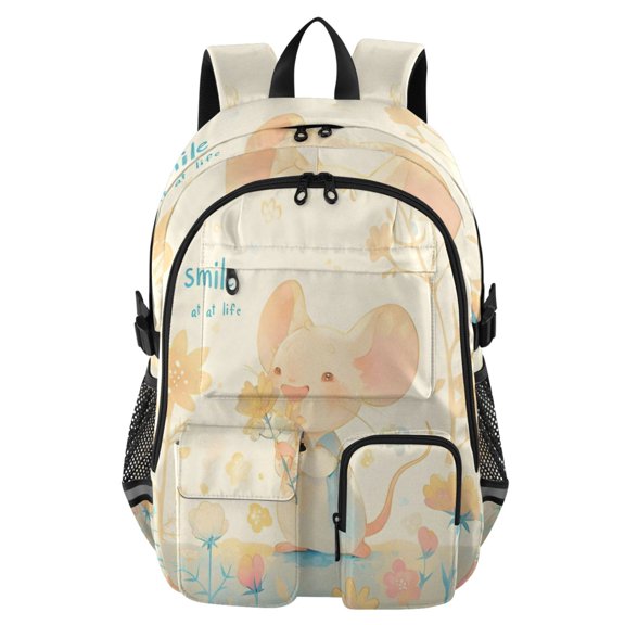 DIXRUYEE Blossom Mouses Smile Backpack for School 14Laptop Compatible with Reflective Safety Strips