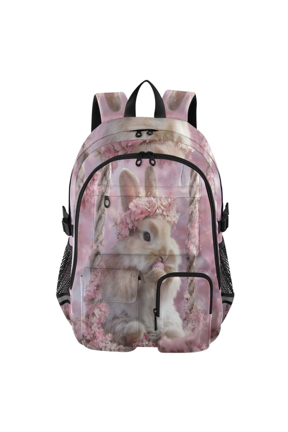 Blossom Swing Bunny Backpack for School 14Laptop Compatible with Reflective Safety Strips