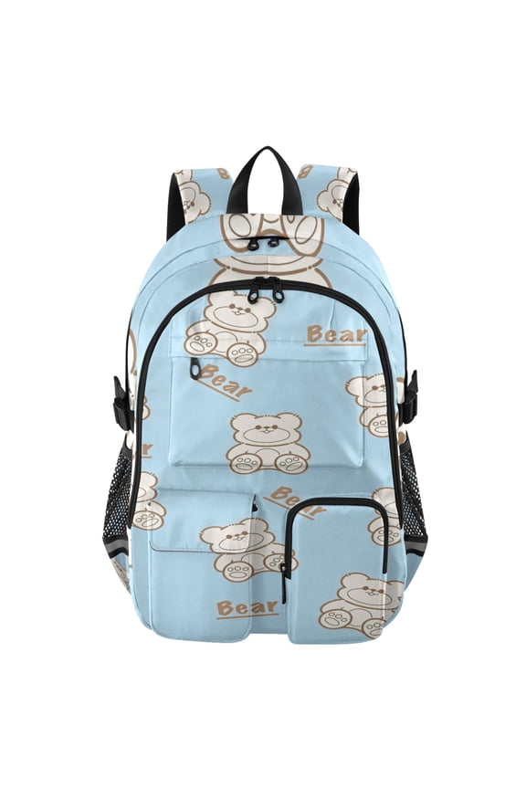 Blue Bear Hug Backpack for School 14Laptop Compatible with Reflective Safety Strips