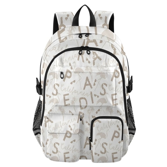 DIXRUYEE Blush Alphabet Backpack for School 14Laptop Compatible with Reflective Safety Strips