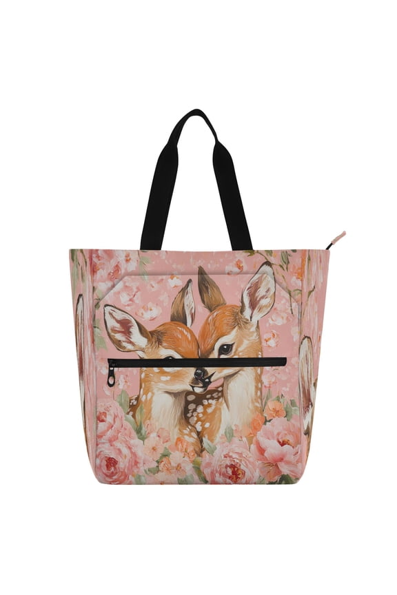 Book Tote Bag Casual Style Creatively Fawn Romance Printed