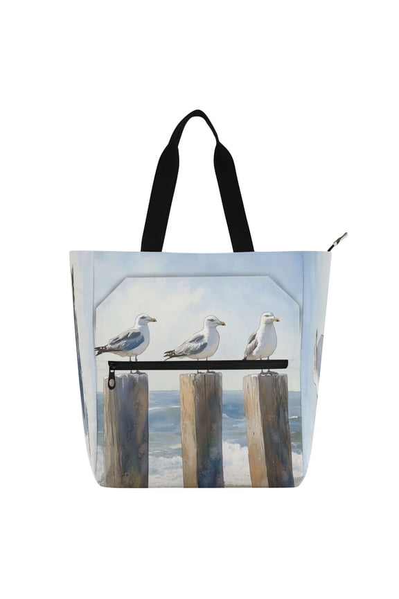 Book Tote Bag Casual Style Creatively Seagull Sentinels Printed