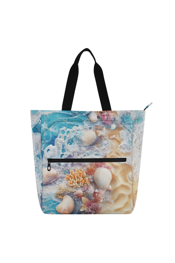 Book Tote Bag Casual Style Creatively Seashells Beach Art Printed