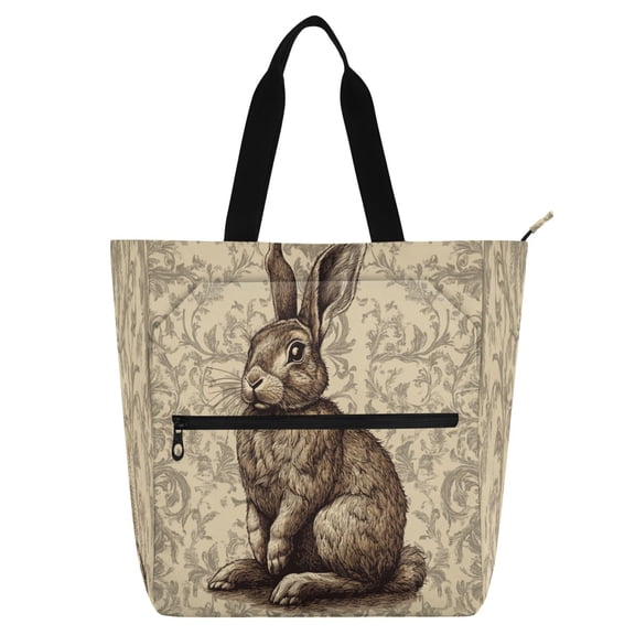 DIXRUYEE Book Tote Bag Casual Style Creatively Timeless Bunny Charm Printed