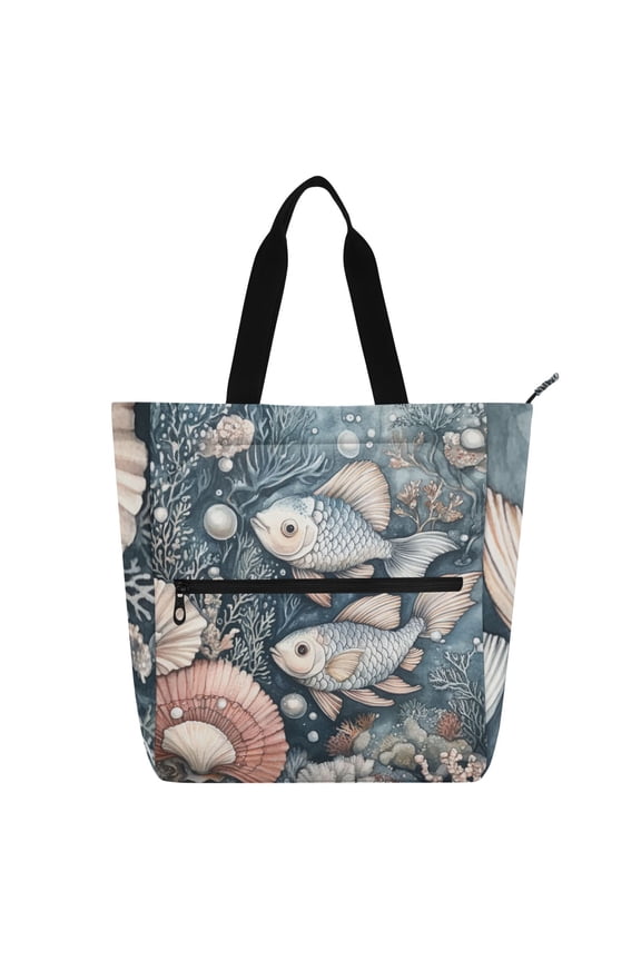 Book Tote Bag Casual Style Creatively Underwater Treasures: Golden Fish Printed