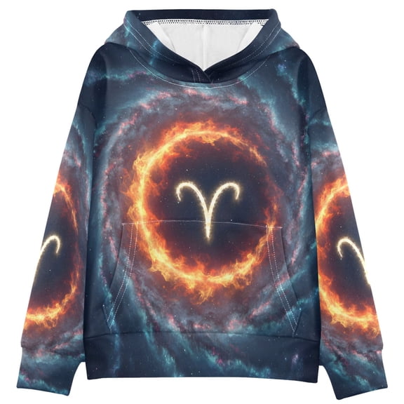 DIXRUYEE Bright Red Blue Spiral Print Hoodie Casual Pullover Sweatshirt With Kangaroo Pocket