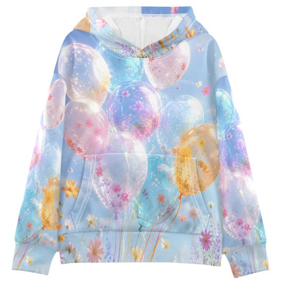 DIXRUYEE Bunch Balloons Print Hoodie Casual Pullover Sweatshirt With Kangaroo Pocket