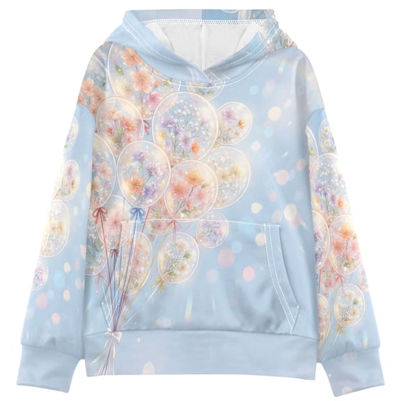 DIXRUYEE Bunch Flowers Print Hoodie Casual Pullover Sweatshirt With Kangaroo Pocket