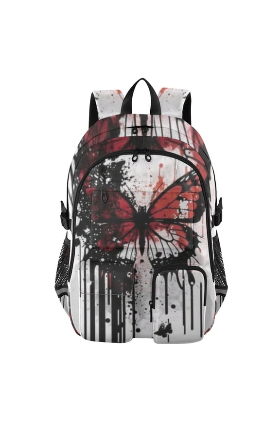 Butterfly's Fiery Dance Backpack for School 14Laptop Compatible with Reflective Safety Strips