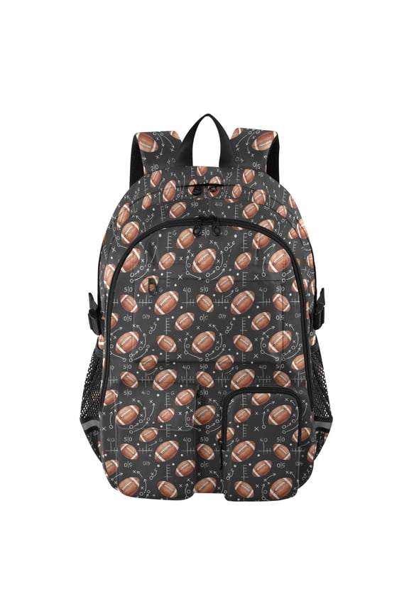 Calculate The Rugby Ball Pattern Pattern Backpack for School 14Laptop Compatible with Reflective Safety Strips